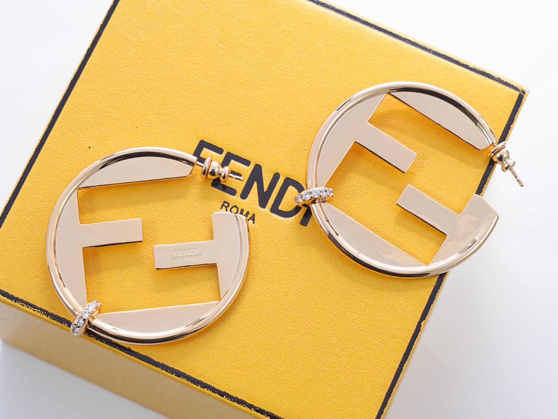 Fendi Roma Logo Hoop Earrings