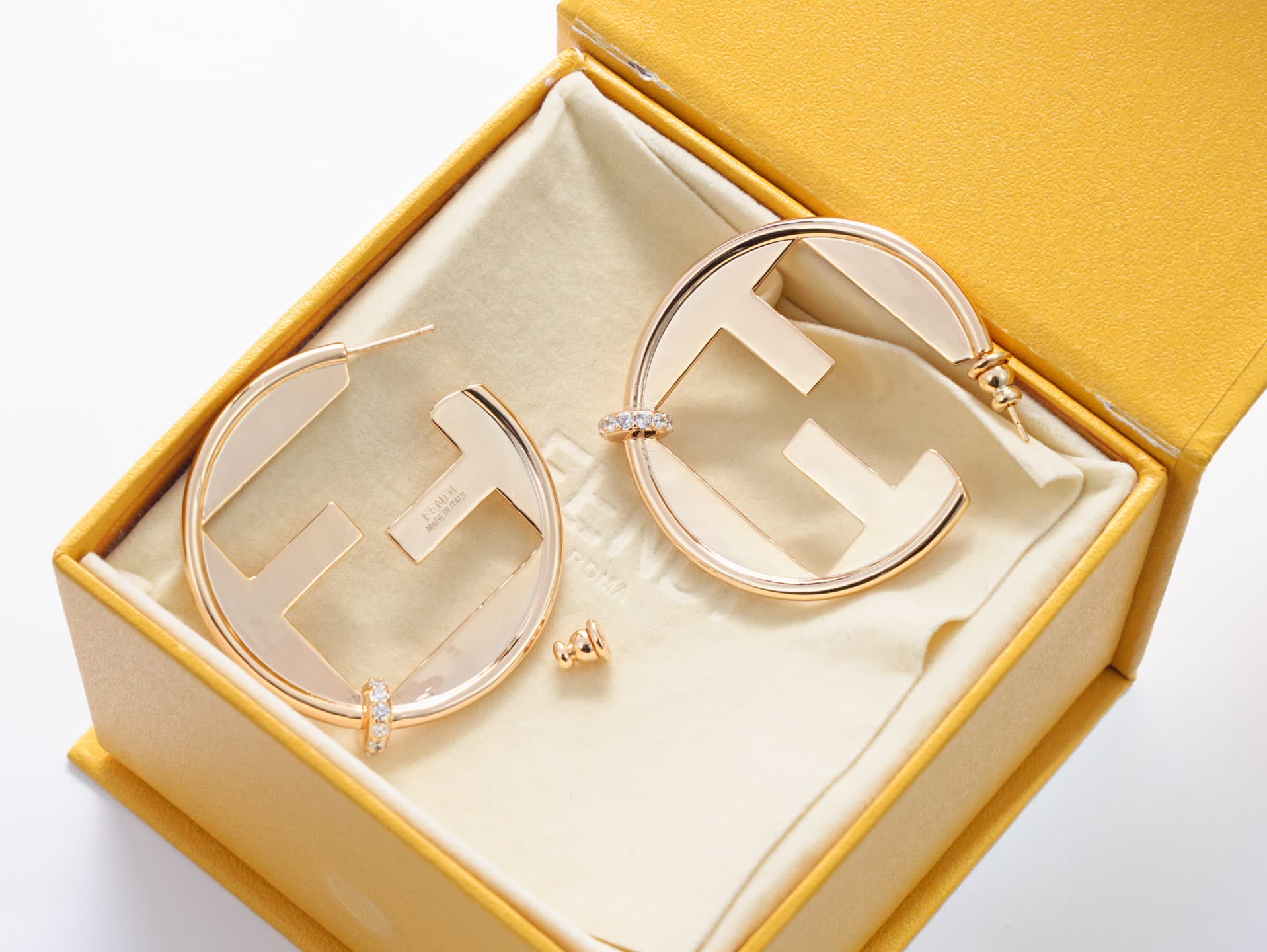 Fendi Roma Logo Hoop Earrings