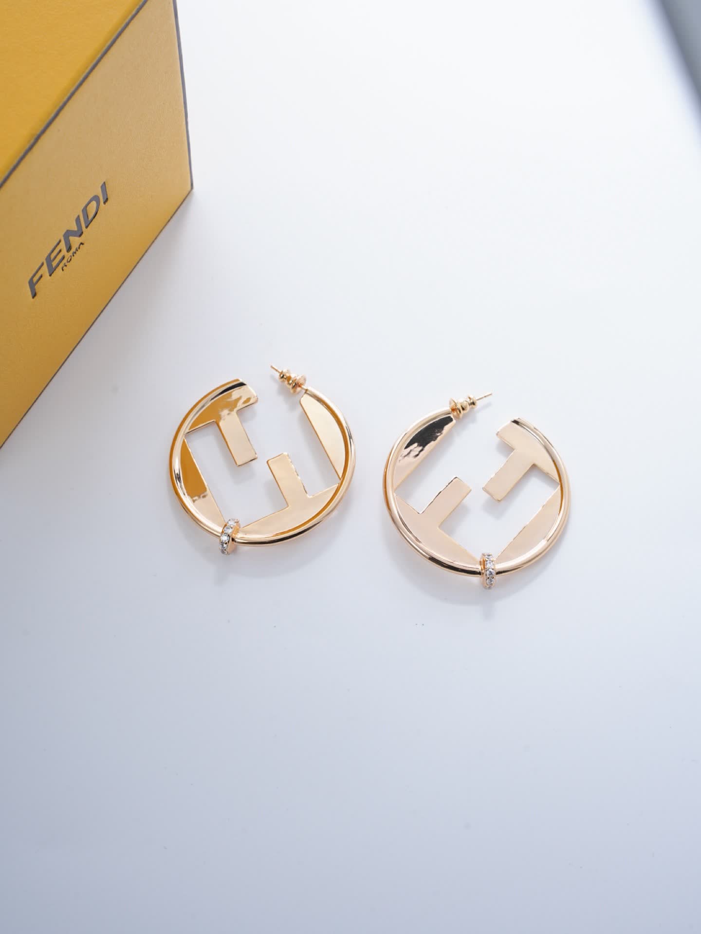 Fendi Roma Logo Hoop Earrings
