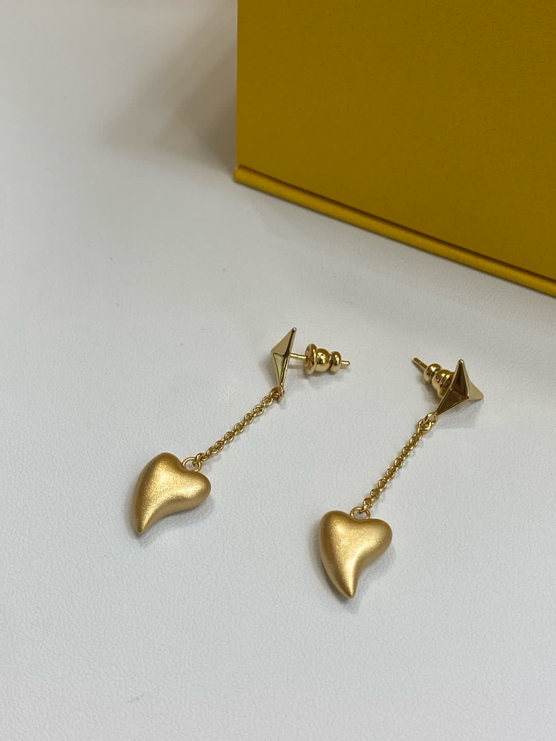 Fendi Roma Gold Heart Drop Earrings