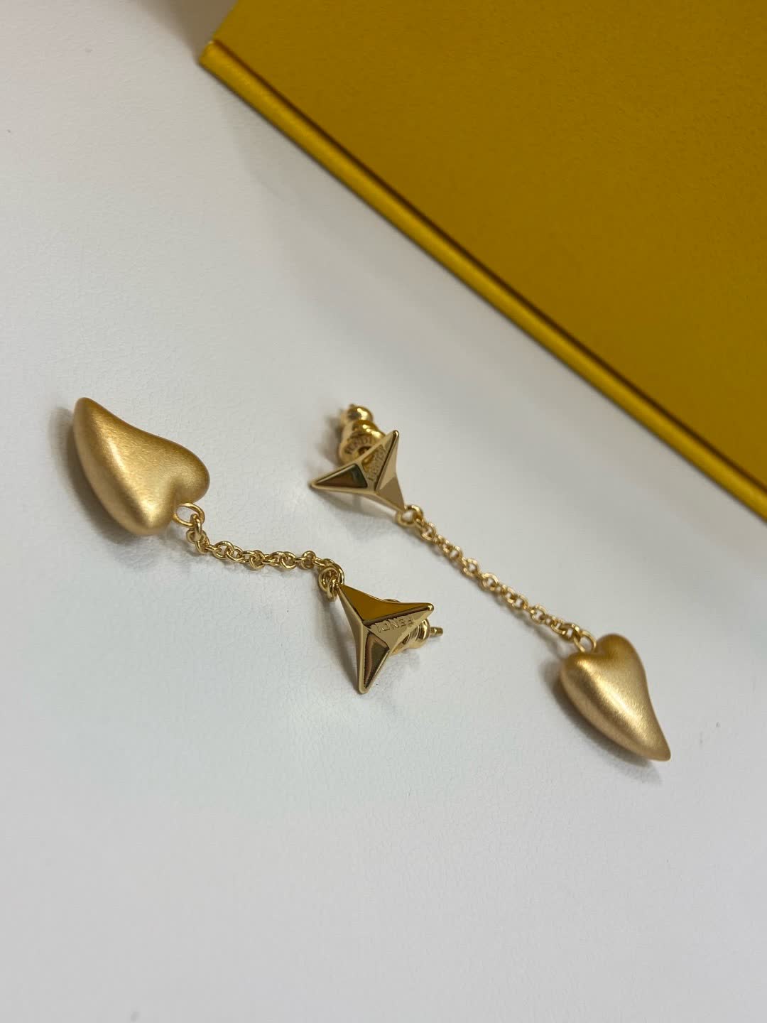 Fendi Roma Gold Heart Drop Earrings