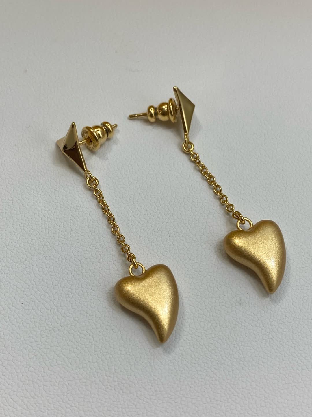 Fendi Roma Gold Heart Drop Earrings