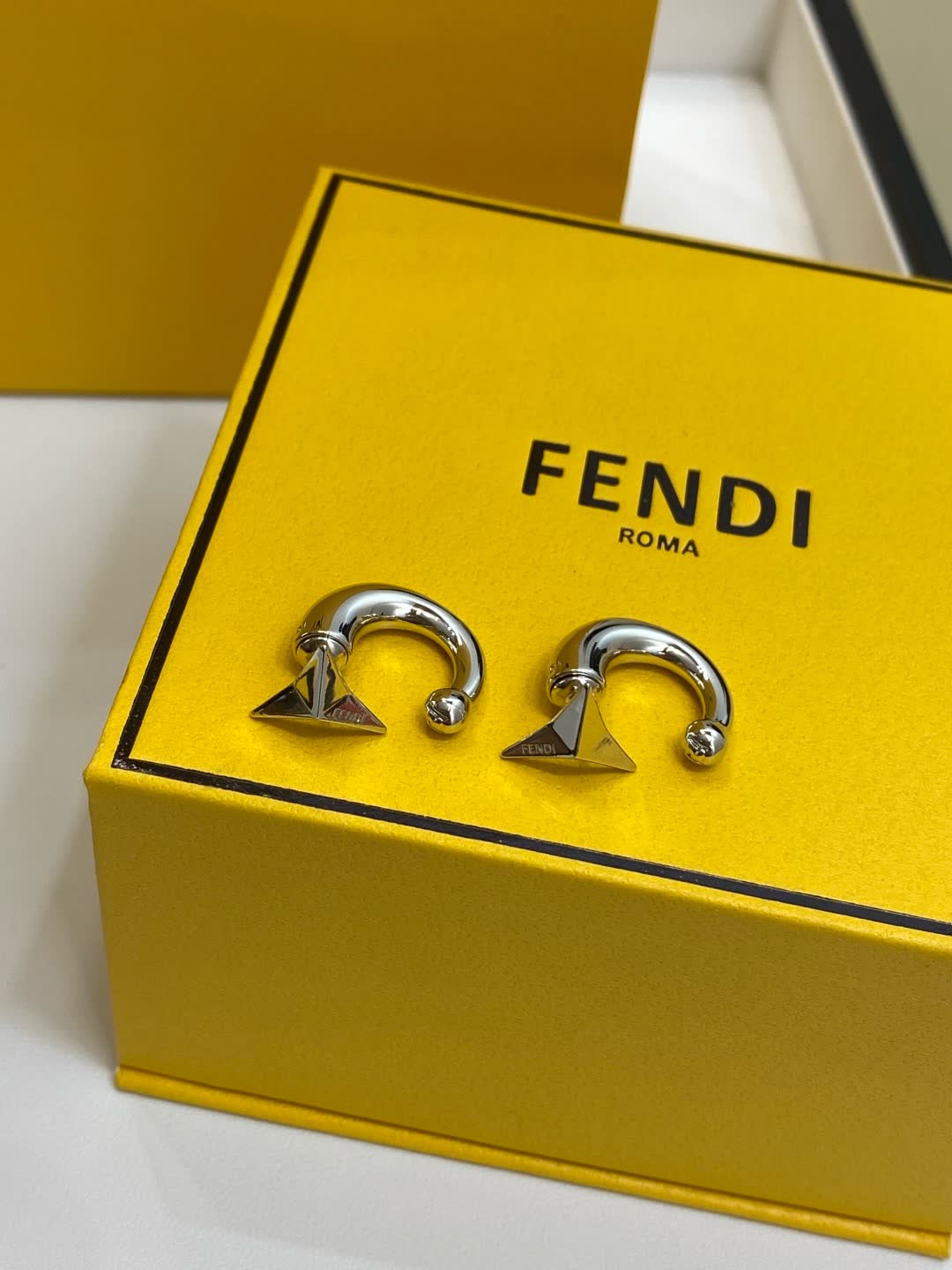 Fendi Roma Logo Earrings