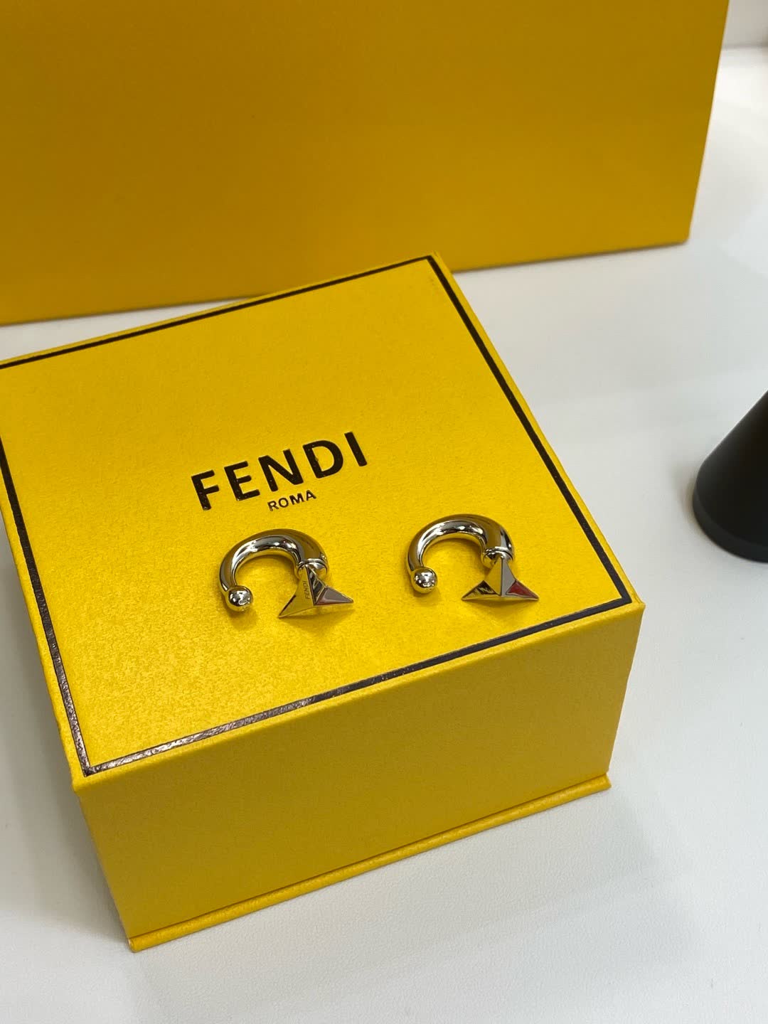 Fendi Roma Logo Stud Earrings