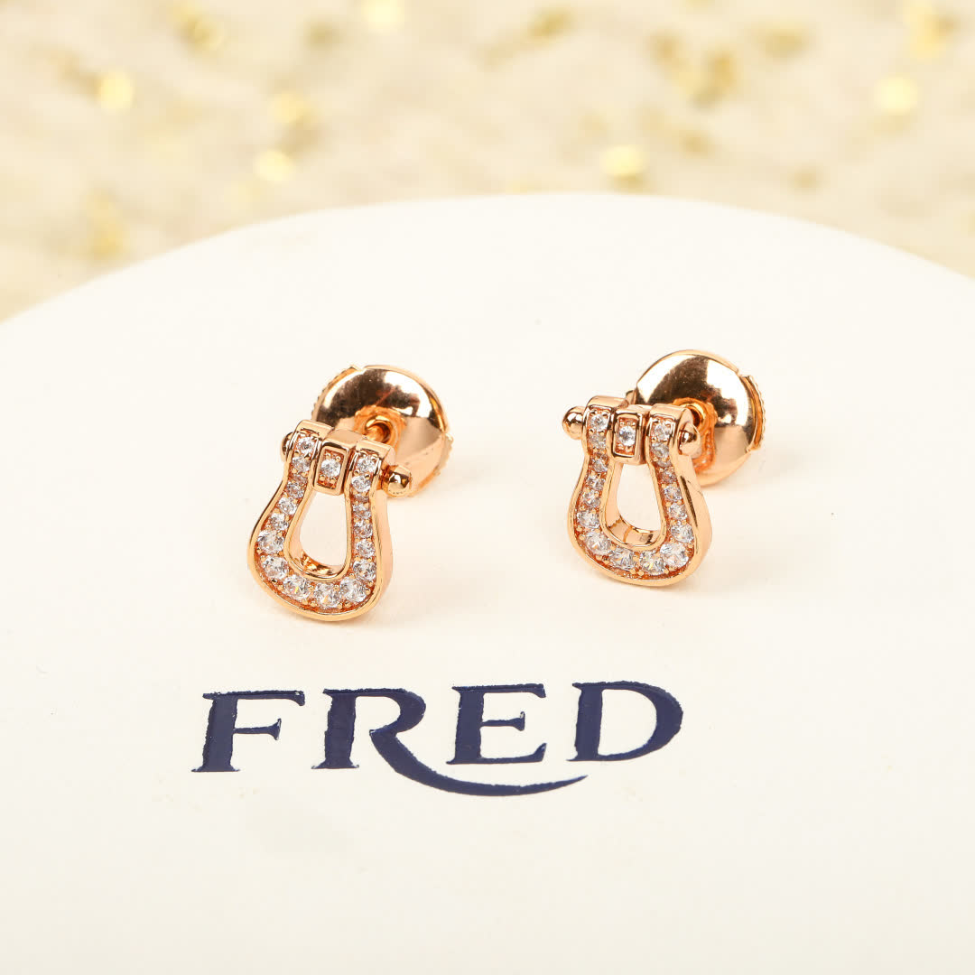 Fred Rose Gold Diamond Stud Earrings
