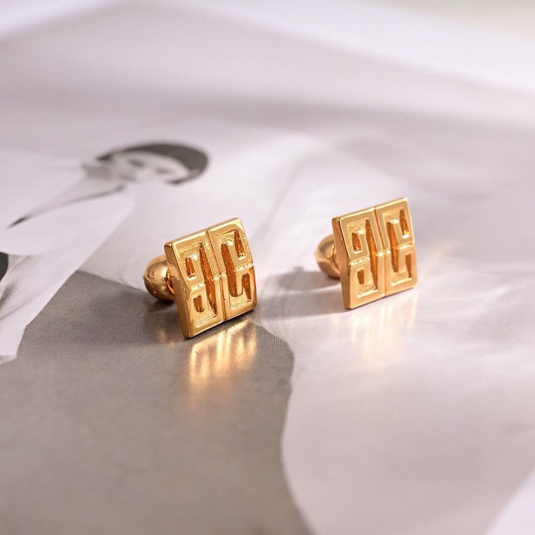 Givenchy Classic Gold Tone 4G Geometric Stud Earrings