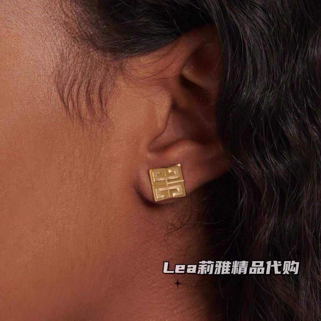 Givenchy Classic Gold Tone 4G Geometric Stud Earrings