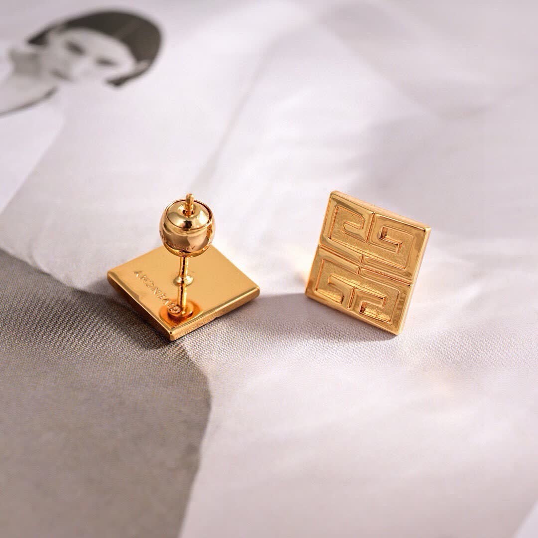 Givenchy Classic Gold 4G Square Stud Earrings