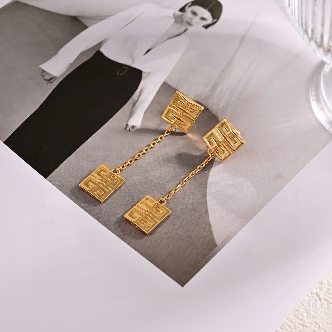 Givenchy Gold Earrings with Double Happiness Symbol