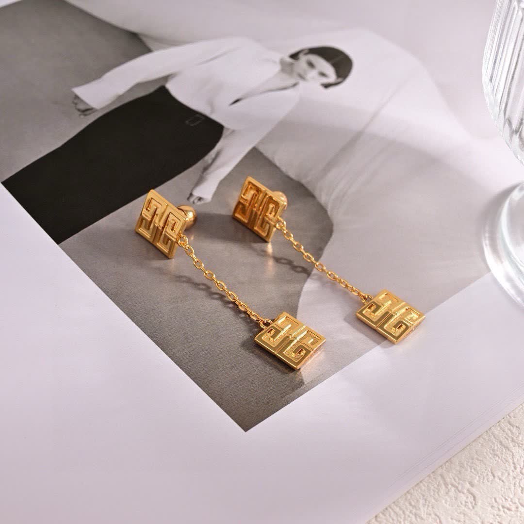 Givenchy Gold Earrings with Double Happiness Symbol