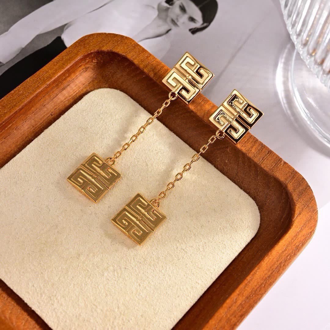 Givenchy Gold Earrings with Double Happiness Symbol