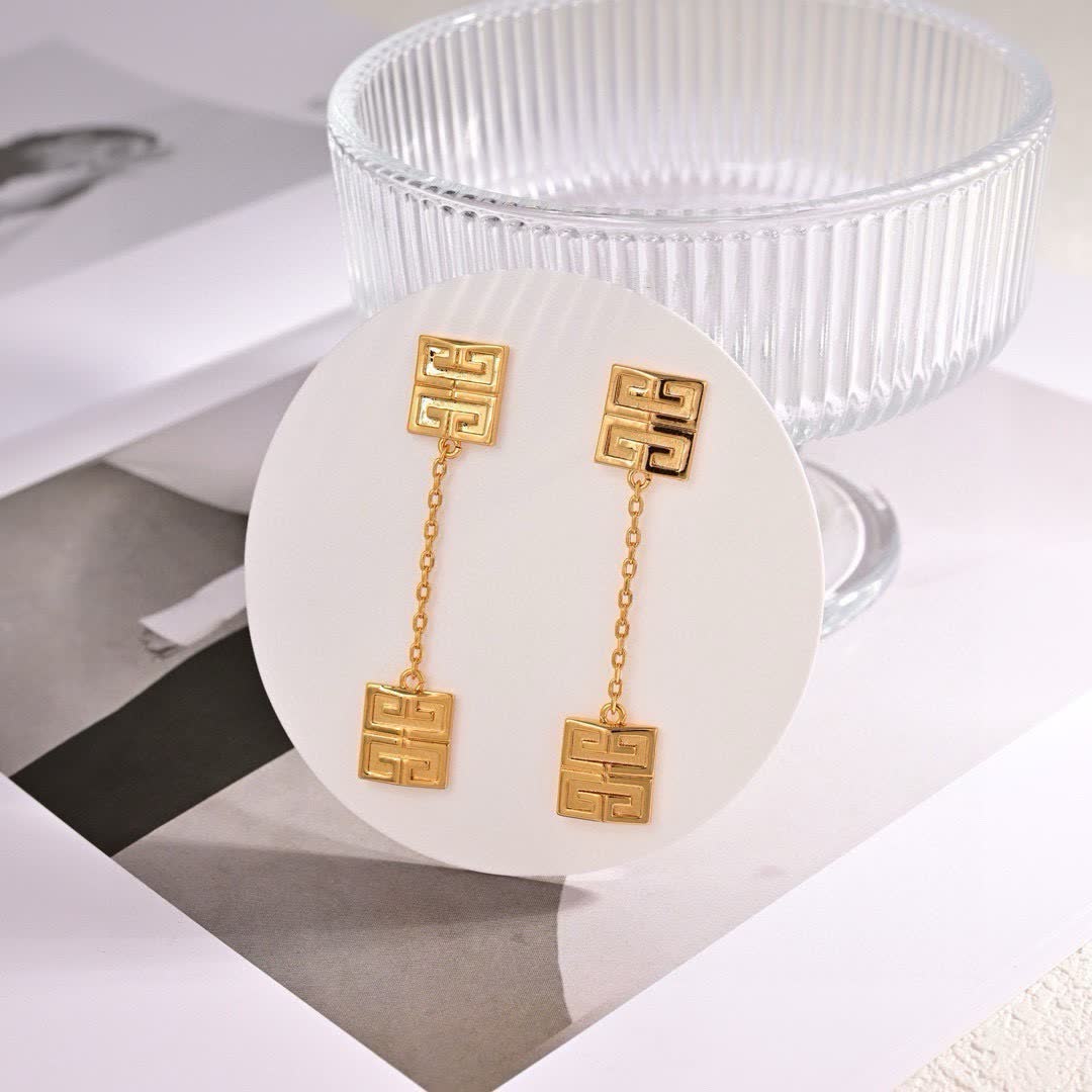 Givenchy Gold Earrings with Double Happiness Symbol
