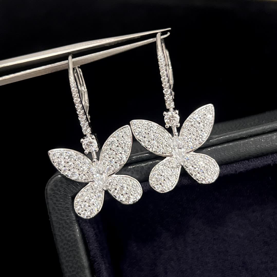 Graff Silver Flower Earrings with Diamonds
