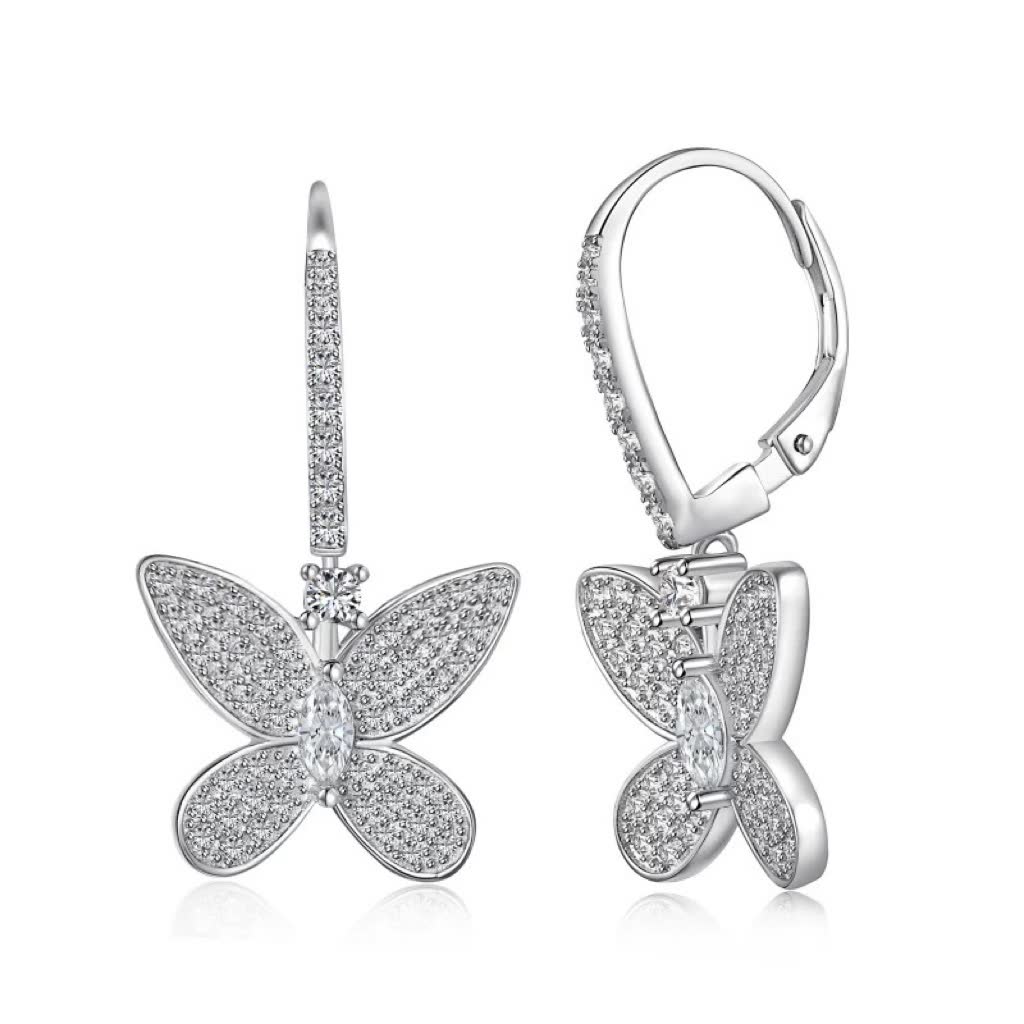 Graff Silver Flower Earrings with Diamonds