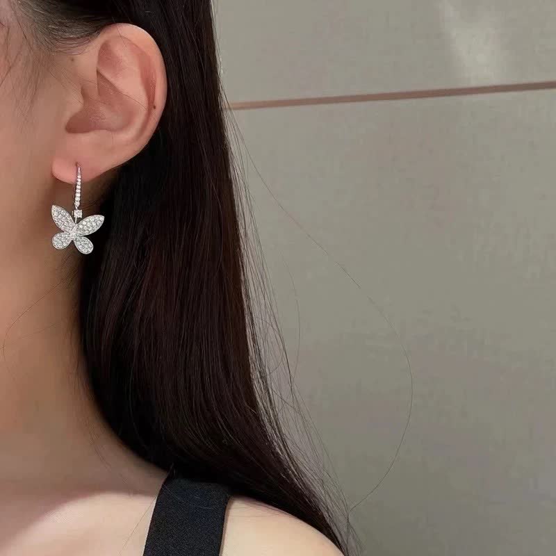 Graff Silver Flower Earrings with Diamonds