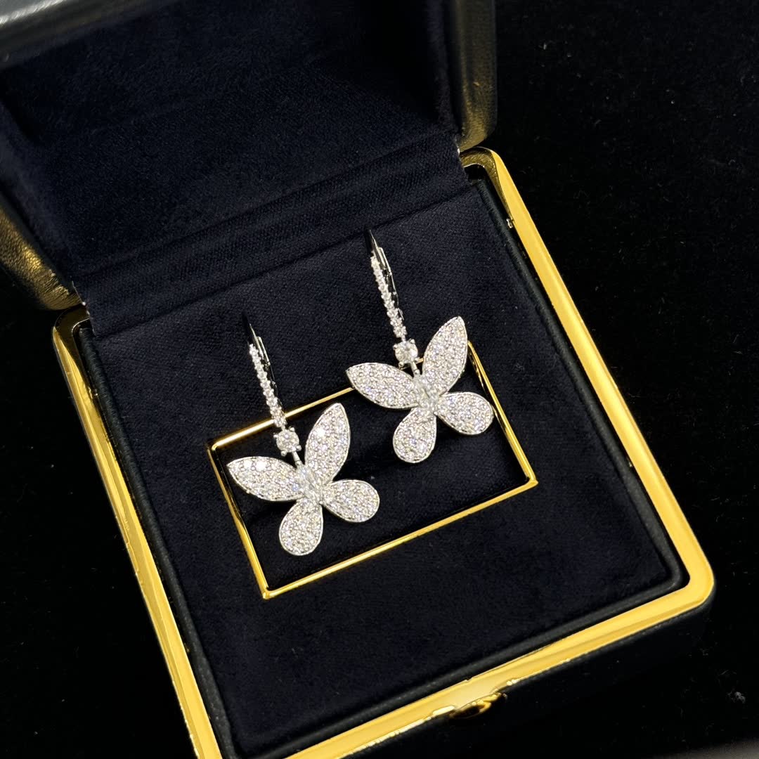 Graff Silver Flower Earrings with Diamonds