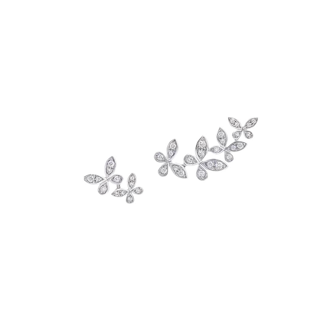Graff Silver Flower Stud Earrings
