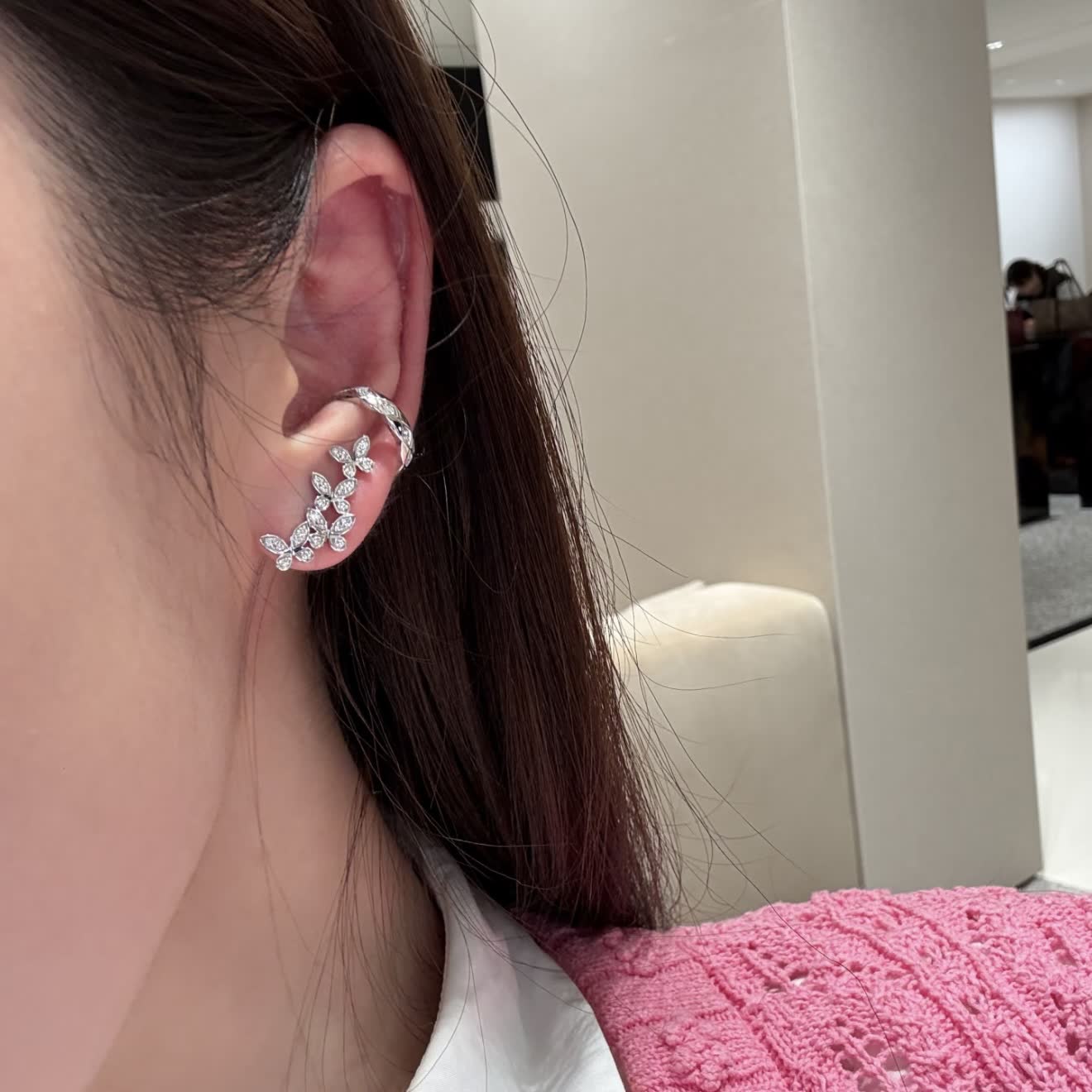 Graff Silver Flower Stud Earrings