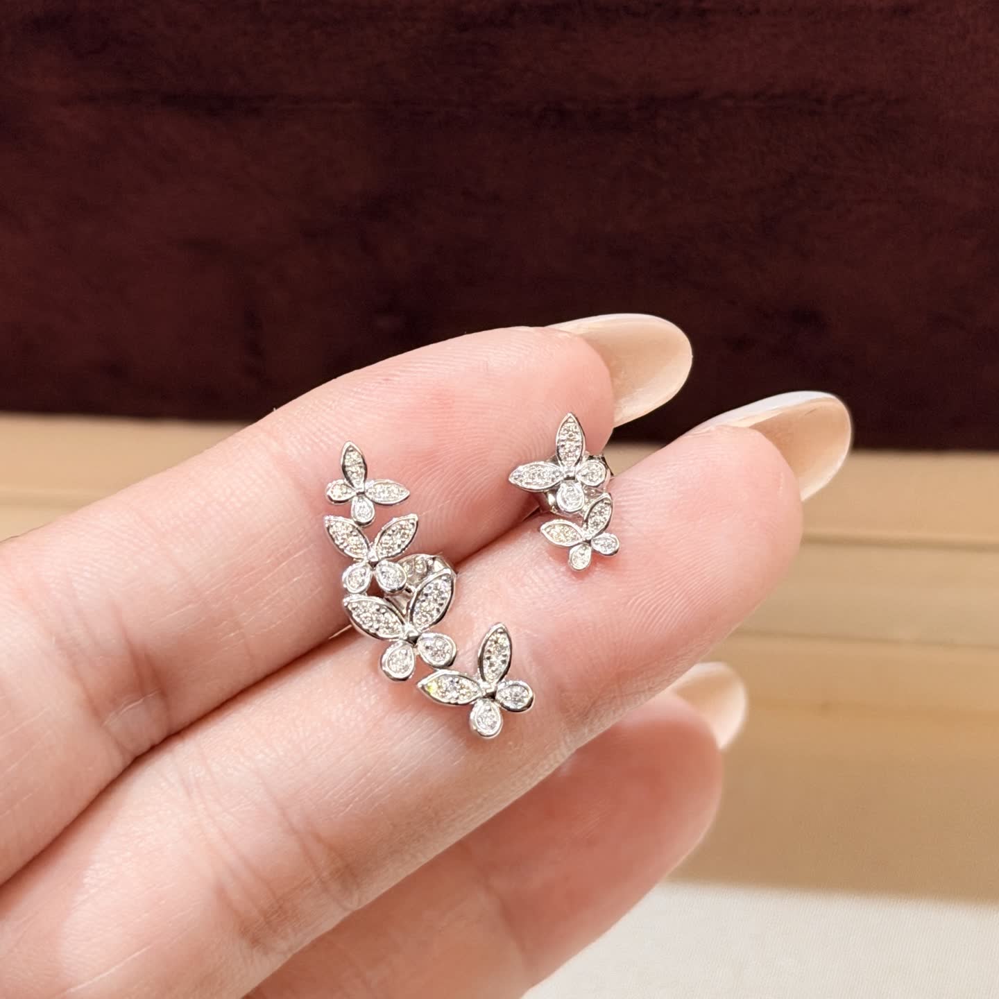 Graff Silver Flower Stud Earrings