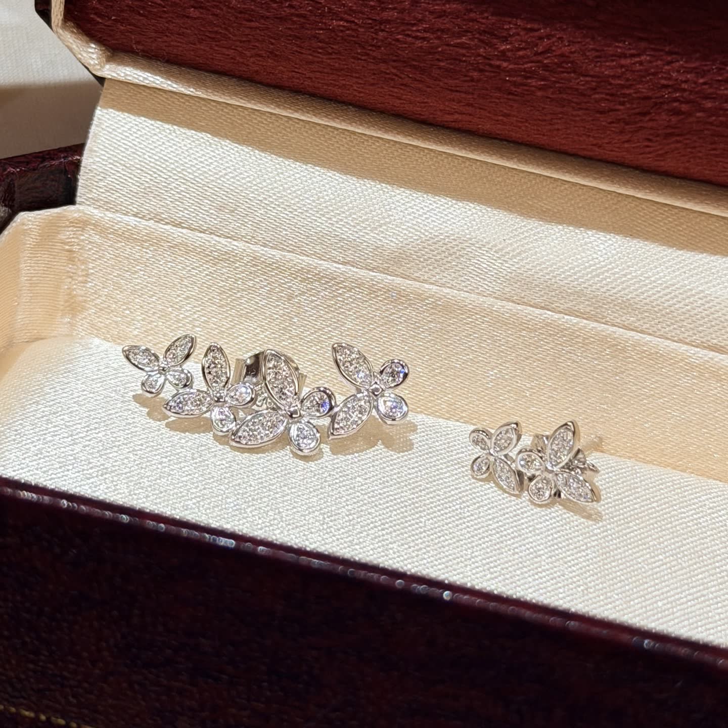 Graff Silver Flower Stud Earrings