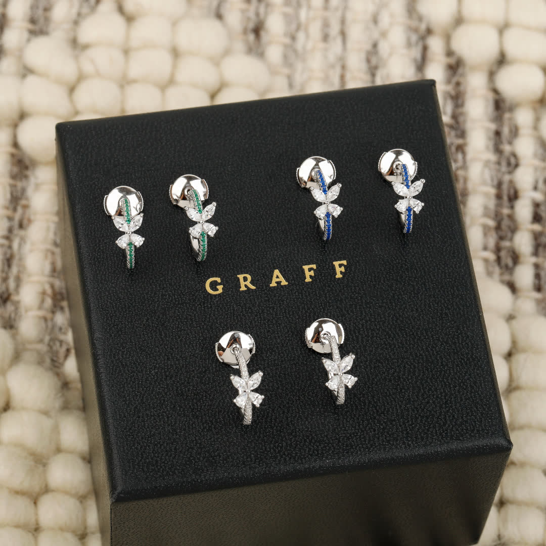 Graff Silver Leaf Stud Earrings