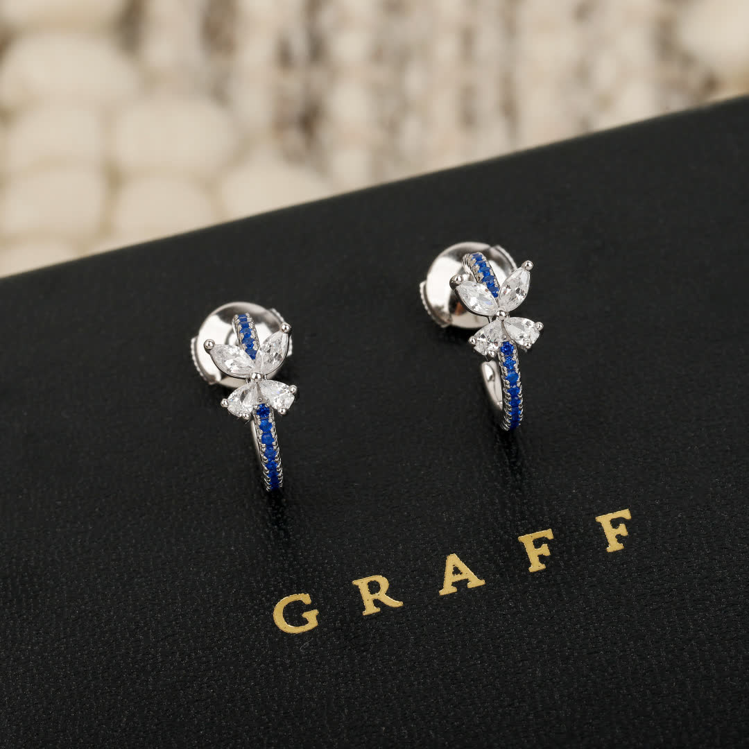 Graff Silver Leaf Stud Earrings