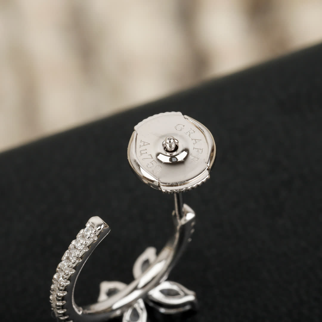 Graff Silver Leaf Stud Earrings