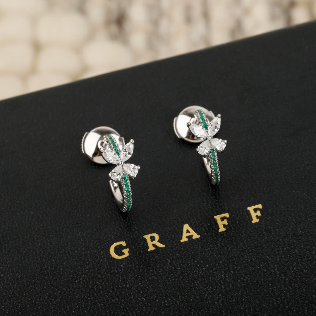 Graff Silver Leaf Stud Earrings