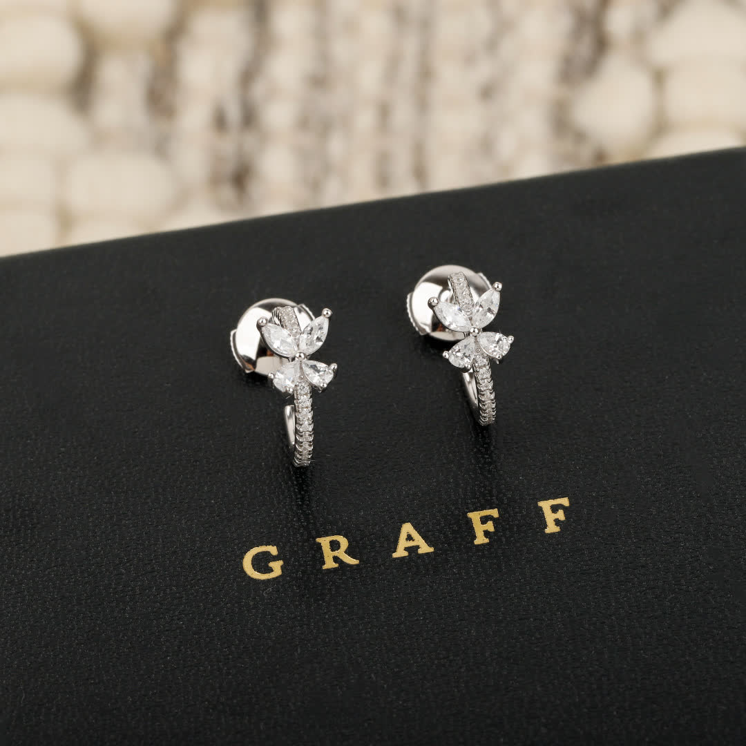 Graff Silver Leaf Stud Earrings