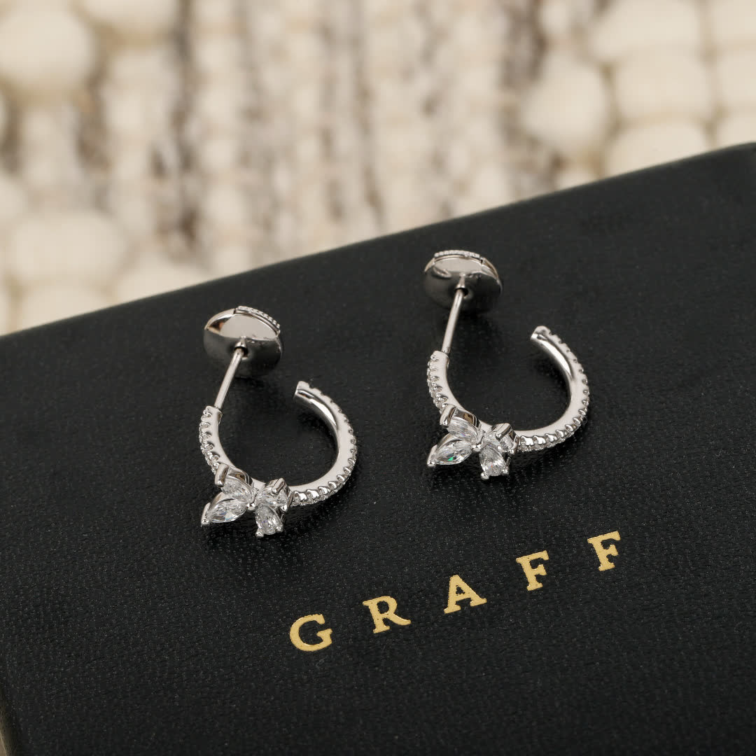 Graff Silver Leaf Stud Earrings
