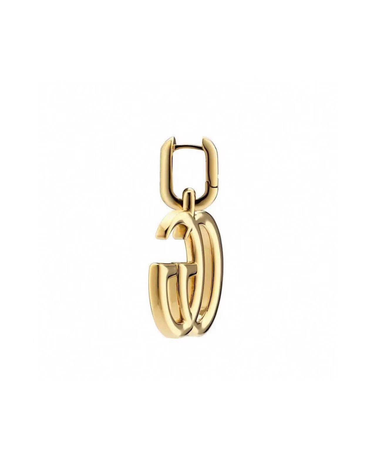 Gucci Gold Tone GG Logo Drop Earrings