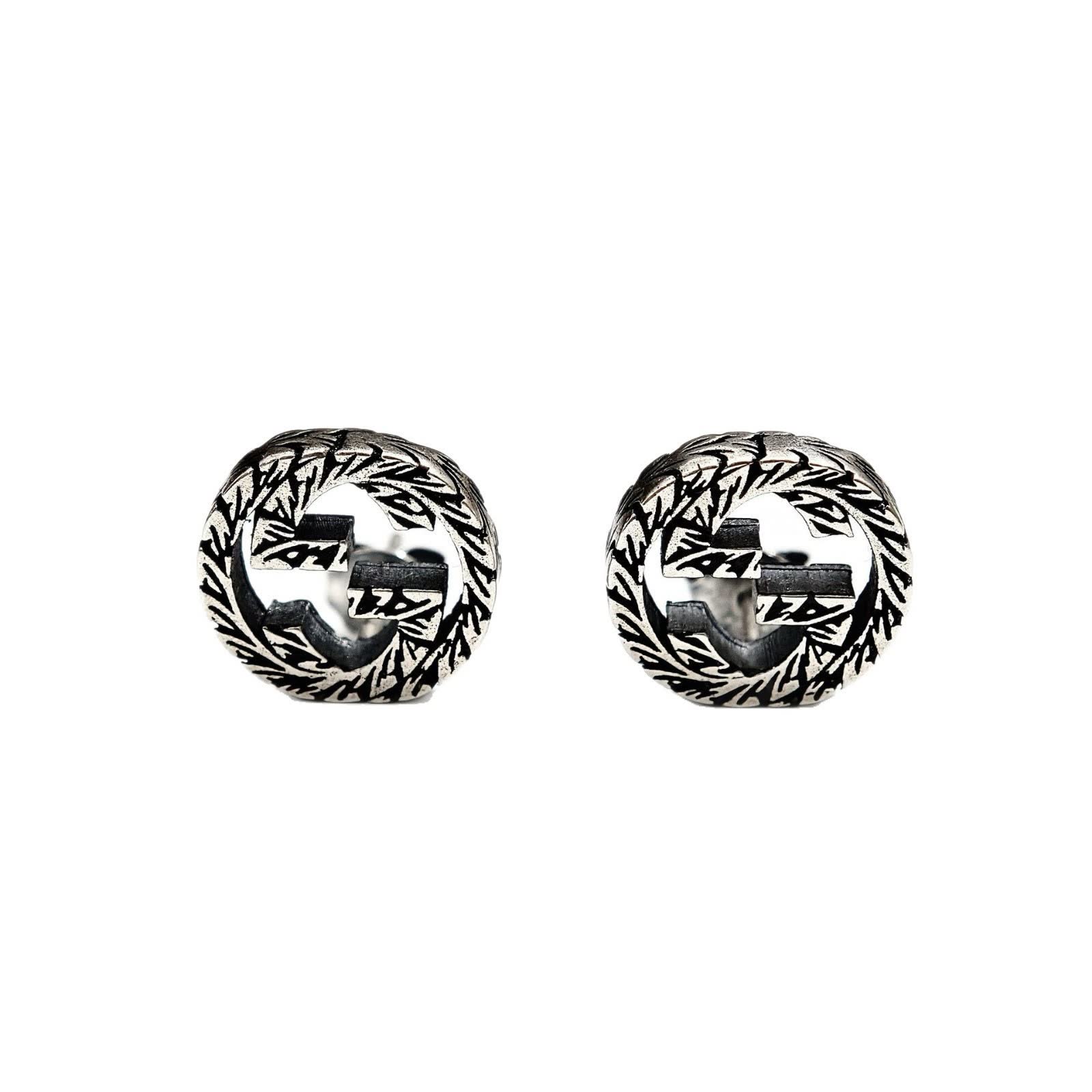 Gucci Silver 'GG' Logo Stud Earrings