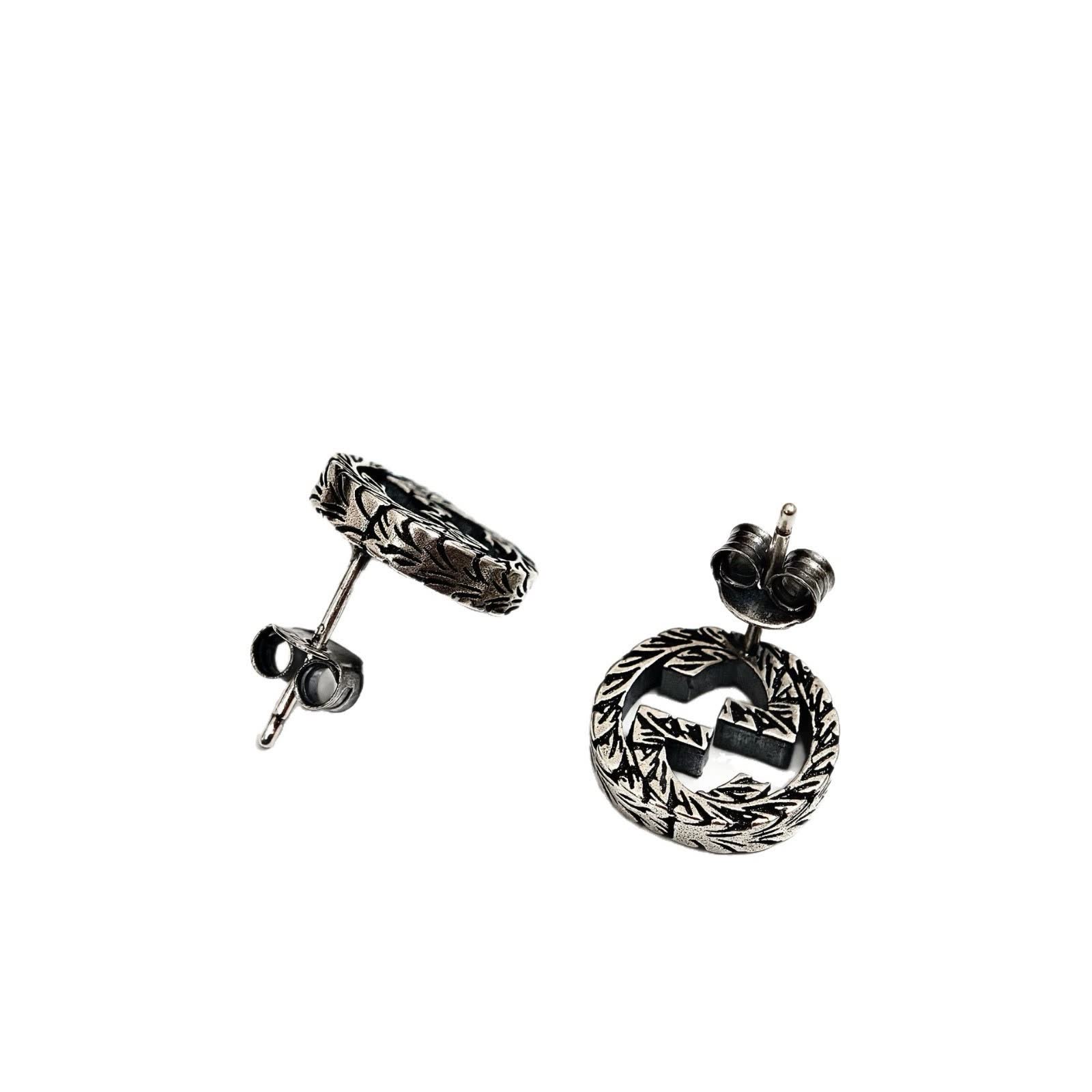 Gucci Silver 'GG' Logo Stud Earrings
