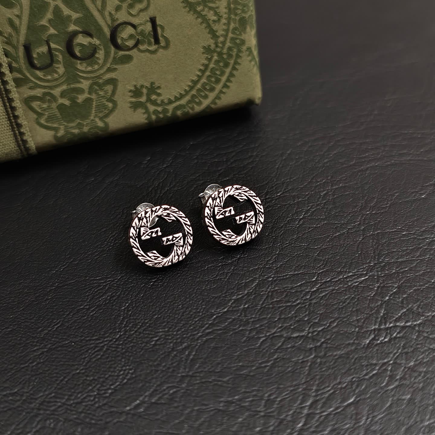 Gucci Silver 'GG' Logo Stud Earrings