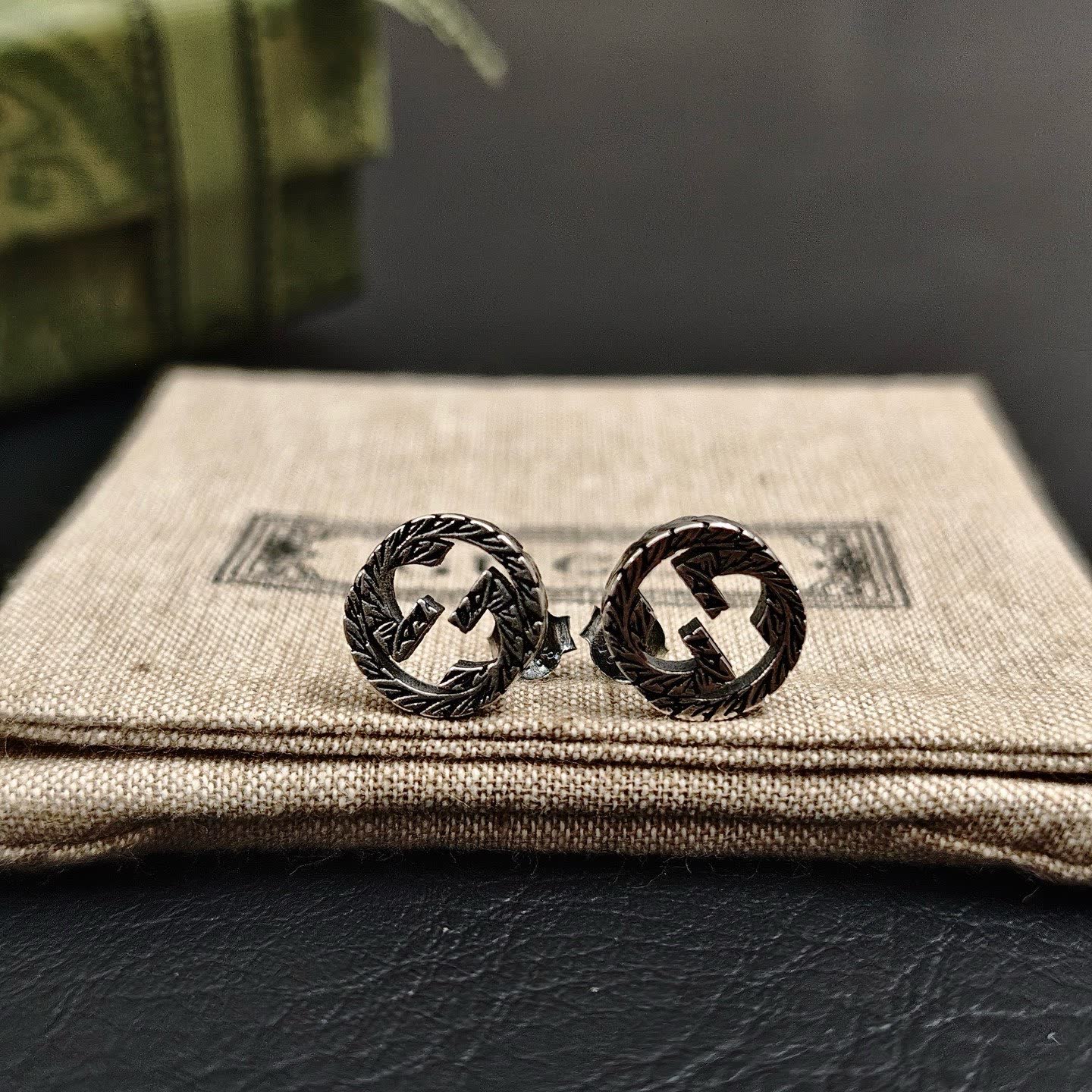 Gucci Silver 'GG' Logo Stud Earrings