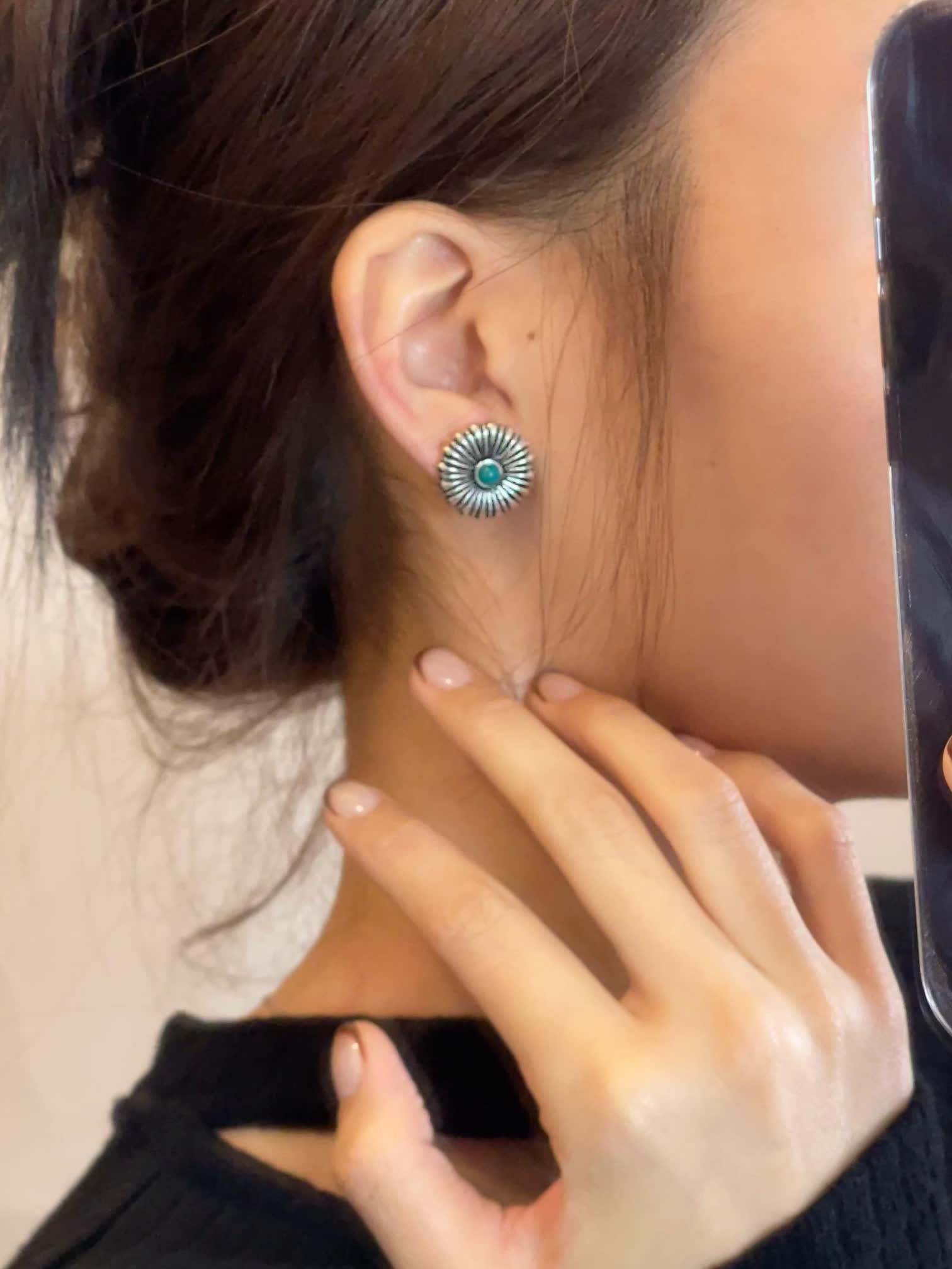 Gucci Turquoise Silver Stud Earrings