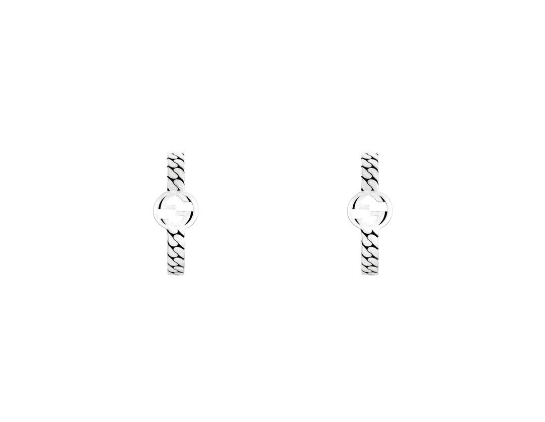 Gucci Silver Stud Earrings with Chain Detail Gucci Silver Stud Earrings with Chain Detail
