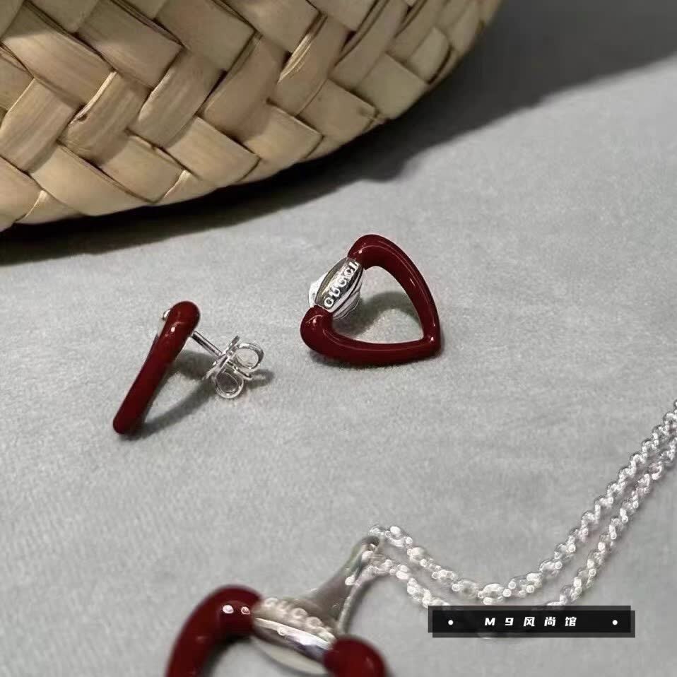 Gucci Red Heart-Shaped Earrings