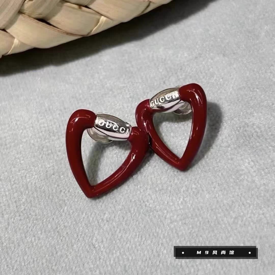 Gucci Red Heart-Shaped Earrings