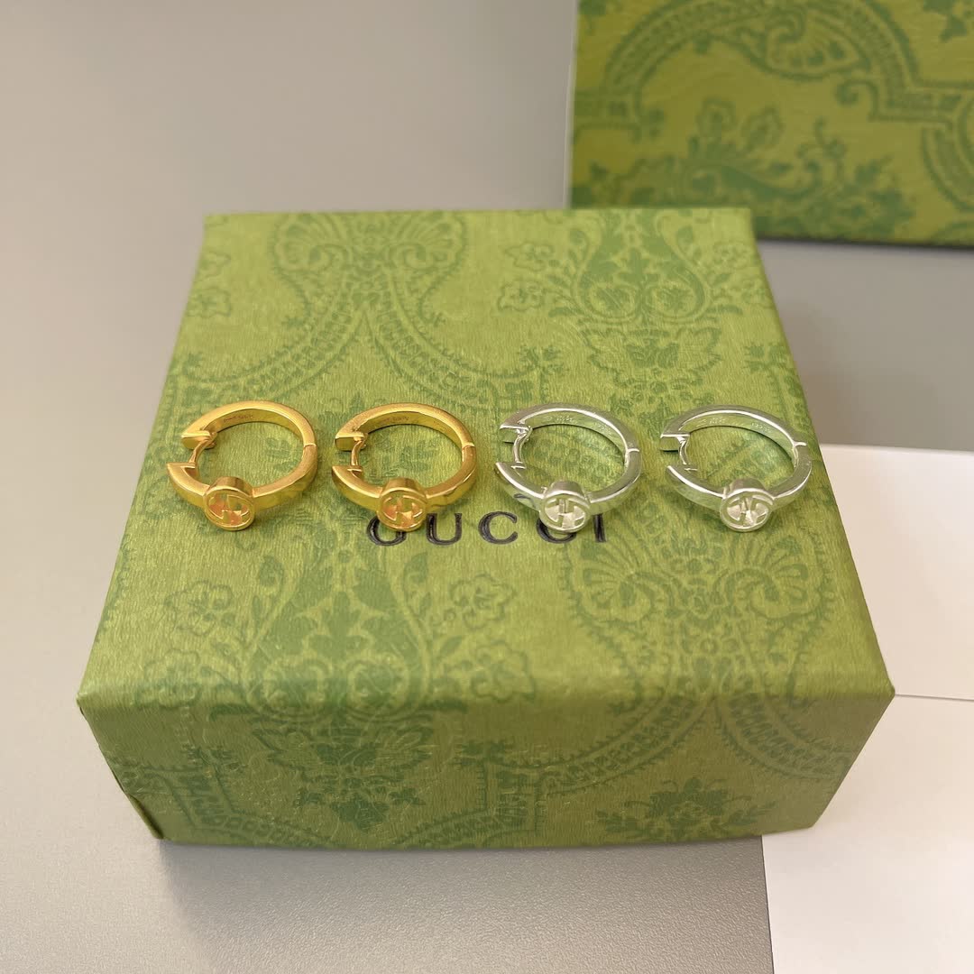 Gucci Silver Logo Bar Stud Earrings