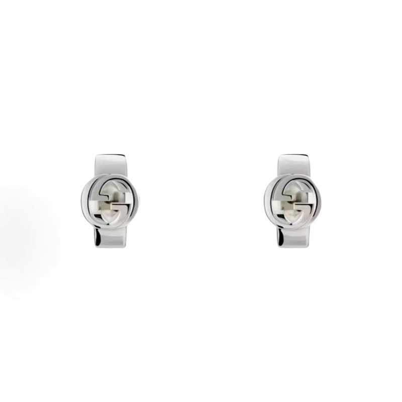 Gucci Silver Logo Bar Stud Earrings