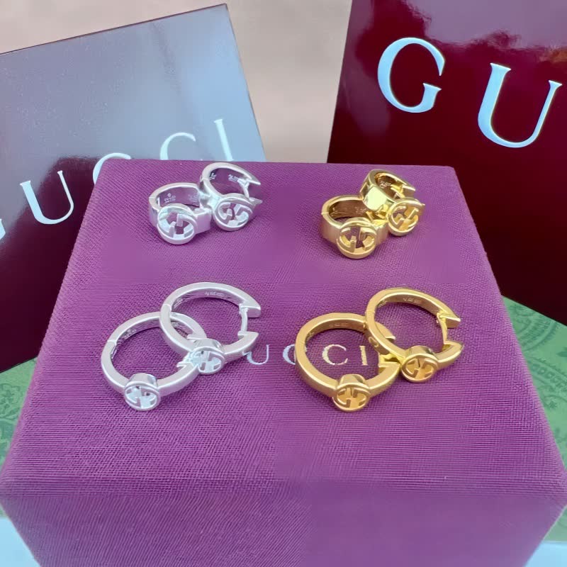 Gucci Silver Logo Bar Stud Earrings