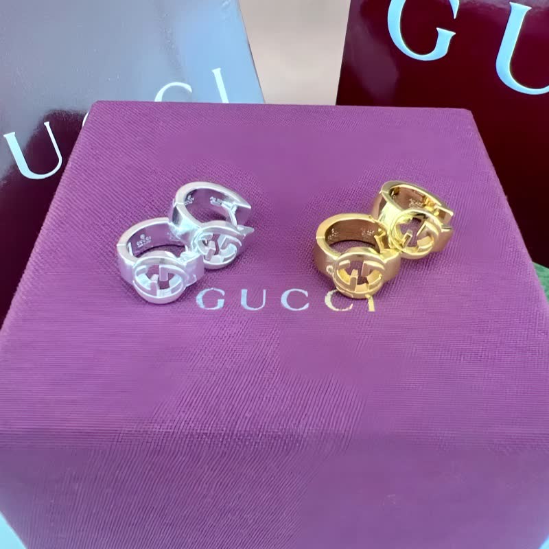 Gucci Silver Logo Bar Stud Earrings