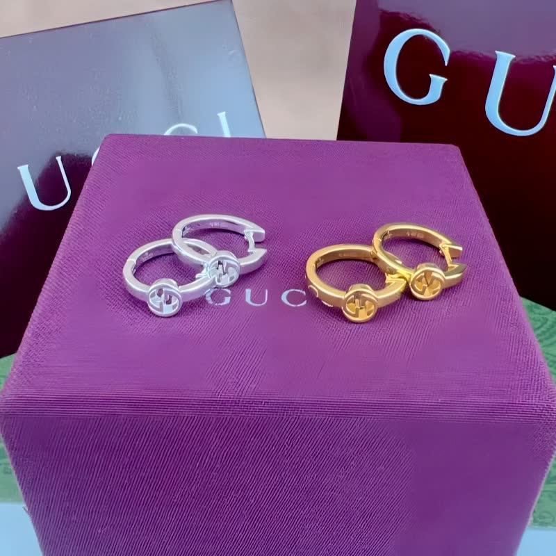 Gucci Silver Logo Bar Stud Earrings
