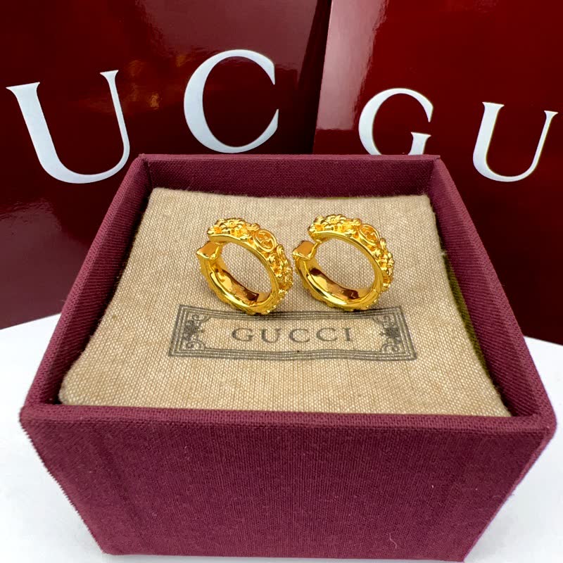Gucci Silver Floral Hoop Earrings