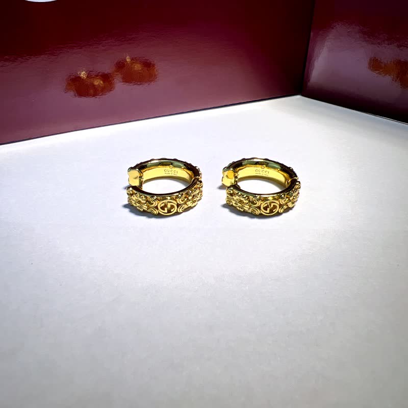 Gucci Silver Floral Hoop Earrings
