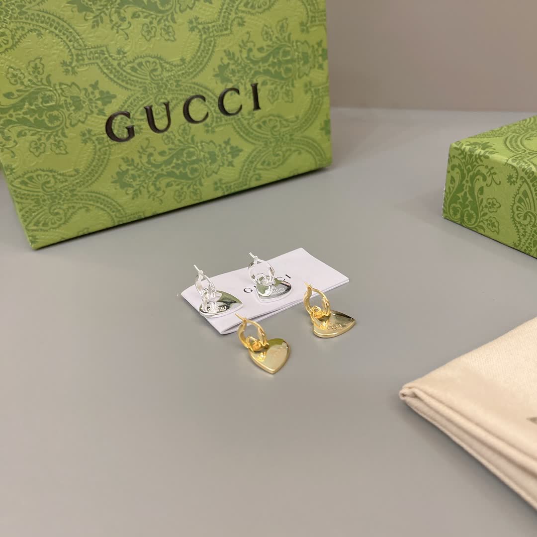 Gucci Silver Heart Earrings
