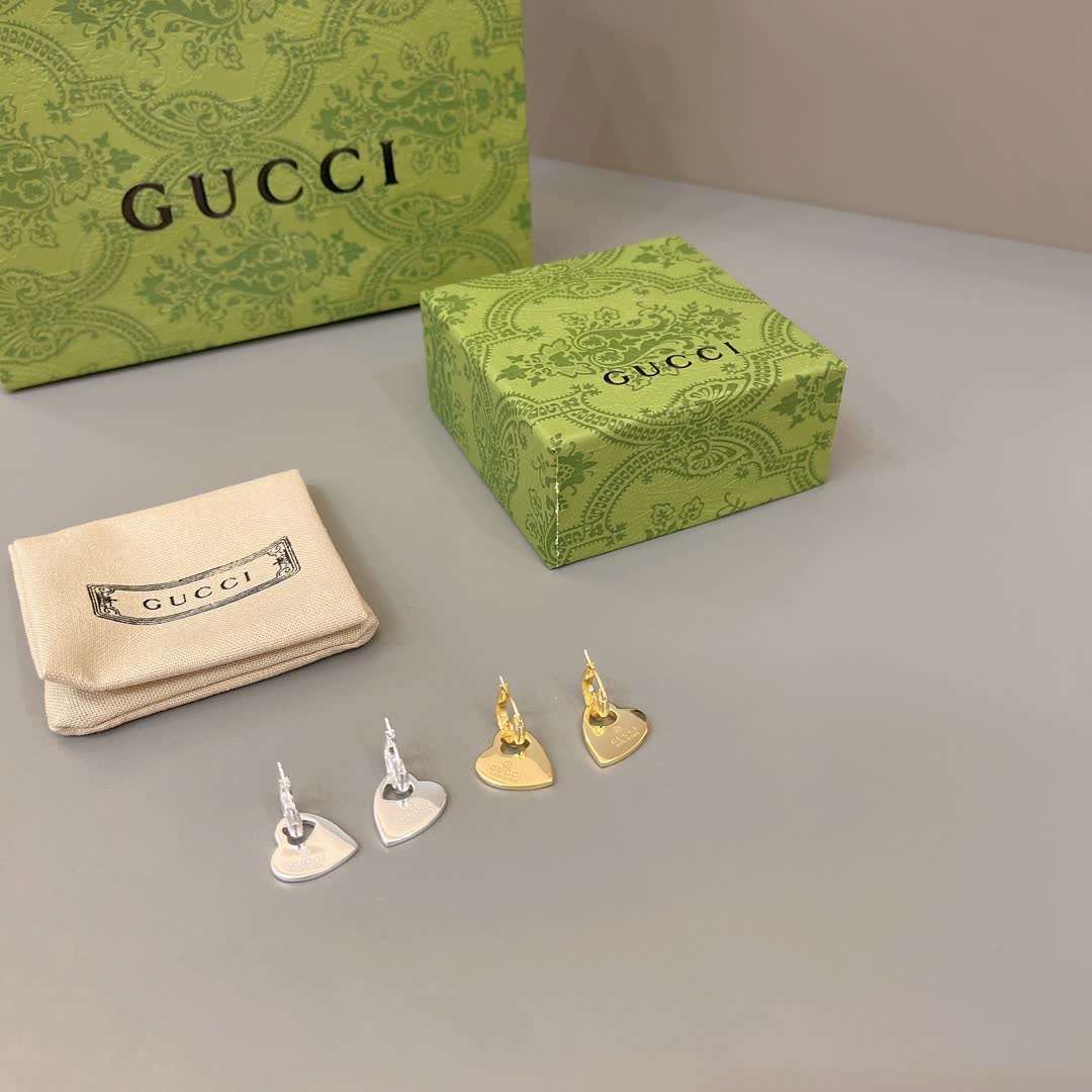 Gucci Silver Heart Earrings