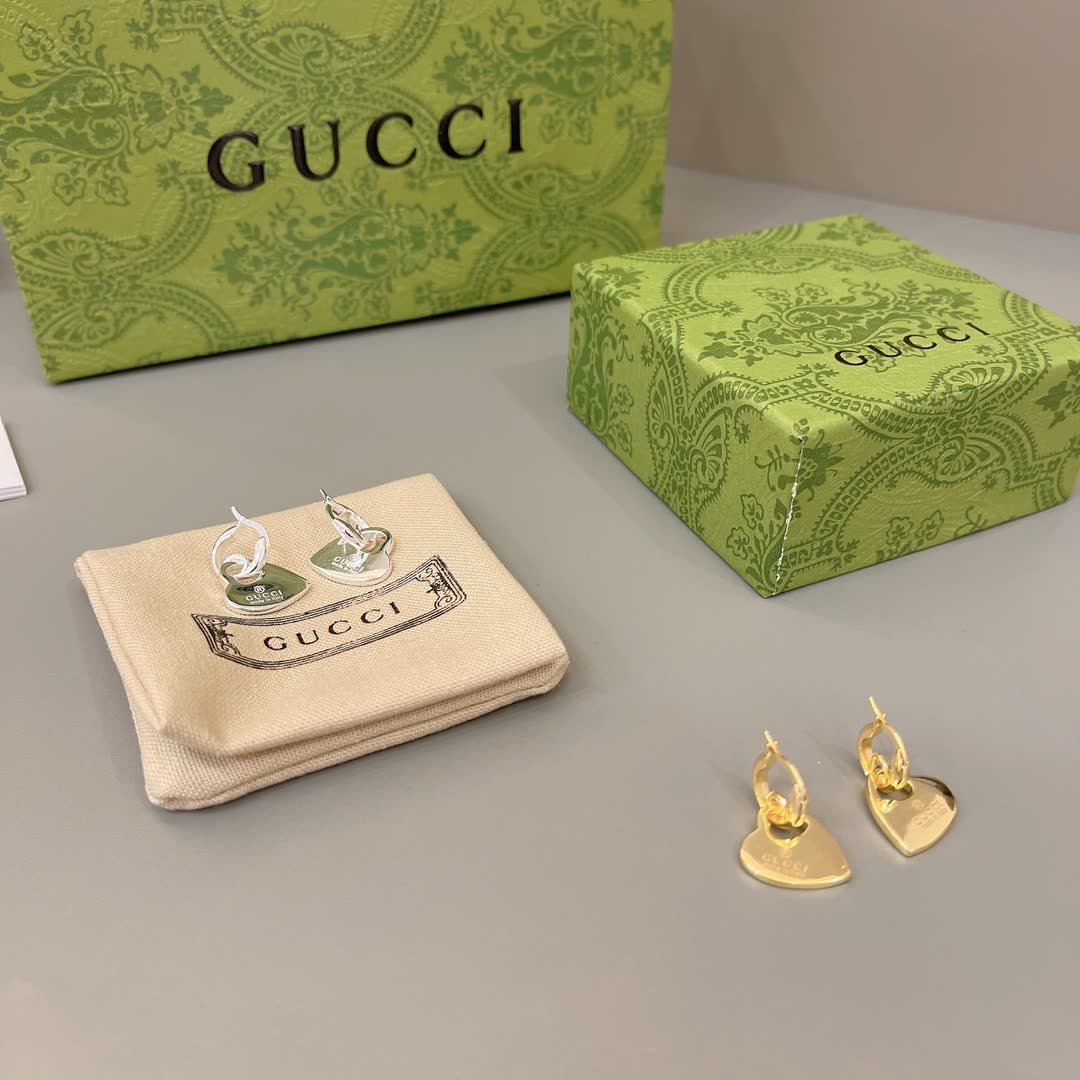 Gucci Silver Heart Earrings