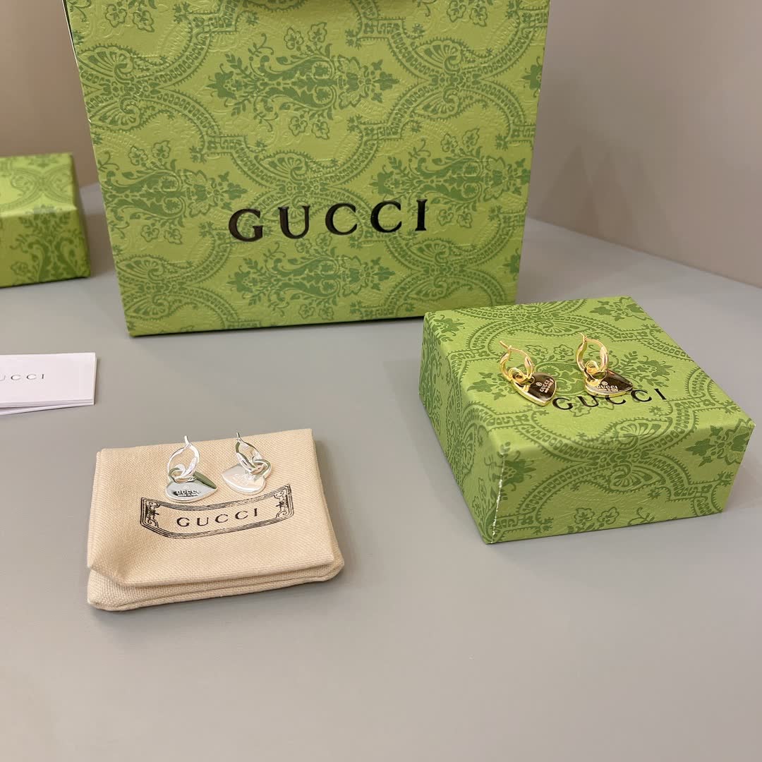 Gucci Silver Heart Earrings